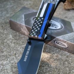 Couteau Pliant Ecole de Police USA Linerlock Lame Acier Inox Semi Automatique Manche en ABS Clip