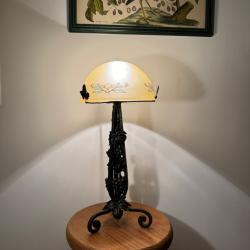 Lampe fer forgé fleurs Art Déco