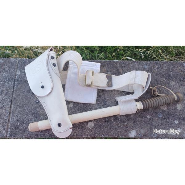 Ensemble ceituron holster tui chargeur et support bton US WW2 Military Police