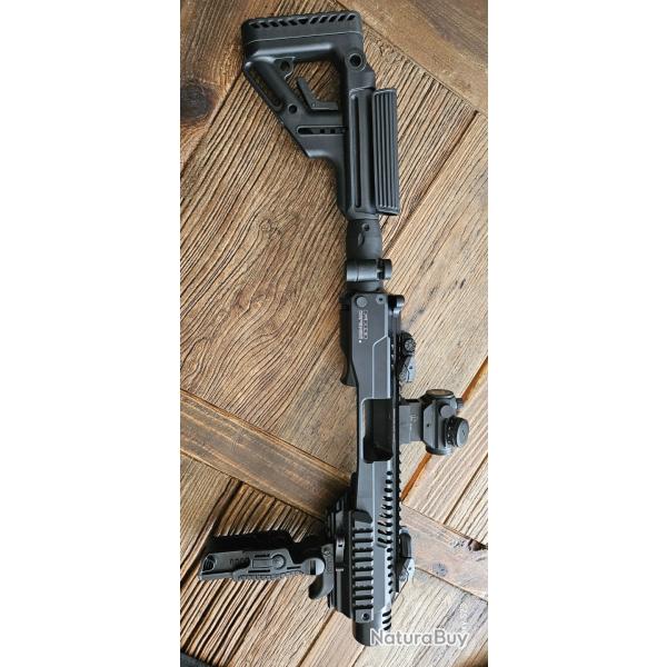FAB Defense KPOS G2C Glock 9mm avec crosse M4 pliante + point rouge