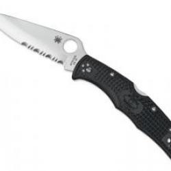 Couteau Spyderco  ENDURA 4  lame semi-dentée acier VG-10 à cran