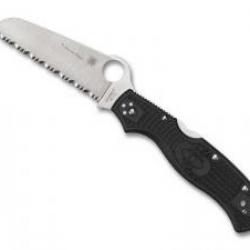 Couteau Spyderco RESCUE 3 THIN BLUE LINE  lame style pied de mouton à dents acier VG-10 à cran,