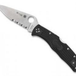 Couteau Spyderco ENDELA THIN RED LINE lame semi-dentée acier VG-10 à cran