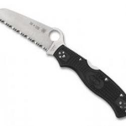 Couteau Spyderco RESCUE 3 THIN RED LINE lame style pied de mouton à dents acier VG-10 à cran