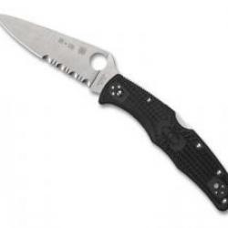 Couteau Spyderco ENDURA 4 THIN RED LINE lame semi-dentée acier VG-10 à cran