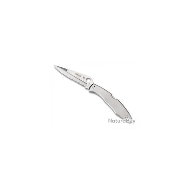 Couteau Spyderco POLICE lame semi-dente acier VG-10  cran