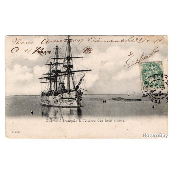CPA- Marine CUIRASSE franais a l'entre des lacs amers N3301