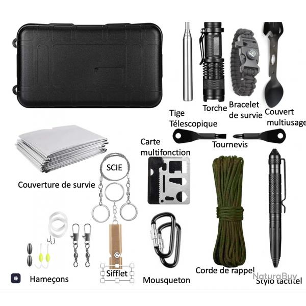 Kit de survie d'urgence professionnel, quipement de Camping multifonction, quipement de dfense