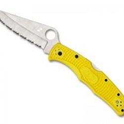 Couteau Spyderco PACIFIC SALT 2 JAUNE Lame à dents acier H-2 à cran