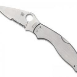 Couteau Spyderco UPTERN lame semi-dentée acier 8Cr13MoV à cran