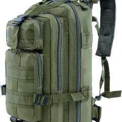 Sac à Dos Militaire Tactique 25-30L Étanche Randonnée Voyage Gym Pêche Camping Homme et Femme Vert