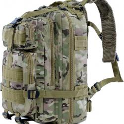 Sac à Dos Militaire Tactique 25-30L Étanche Randonnée Voyage Gym Pêche Camping Homme et Femme Camo