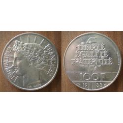 France 100 Francs 1988 Fraternité Piece Franc Argent Frcs Frc Frs
