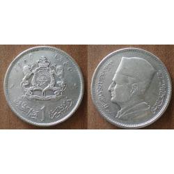 Maroc 1 Dirham 1960 1380 Piece Argent Roi Mohammed Dirhams Piece
