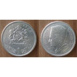 Maroc 1 Dirham 1960 1380 Piece Argent Roi Mohammed Dirhams Piece