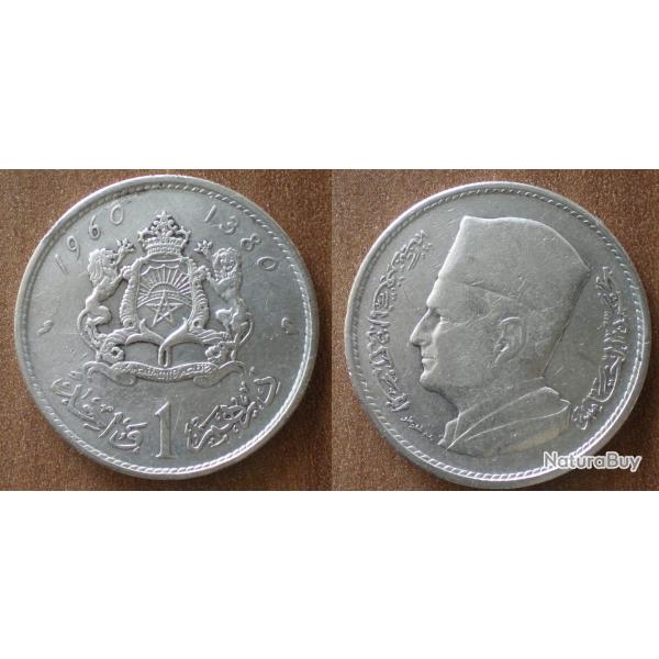 Maroc 1 Dirham 1960 1380 Piece Argent Roi Mohammed Dirhams Piece