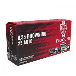 Munitions FIOCCHI 6.35 Browning (.25 ACP) FMJ 50gr x50