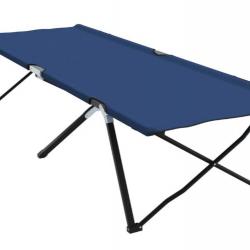 Lit pliant bleu en tissu Oxford 600D avec sac de transport - confort et praticité pour camping et ja