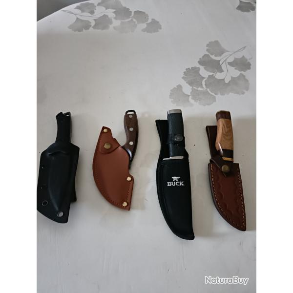 Vends lot de 4 couteaux lame fixe de chasse