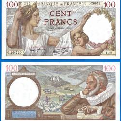 France 100 Francs 1941 NEUF Grand Billet Sully Franc Frs Frc Frcs