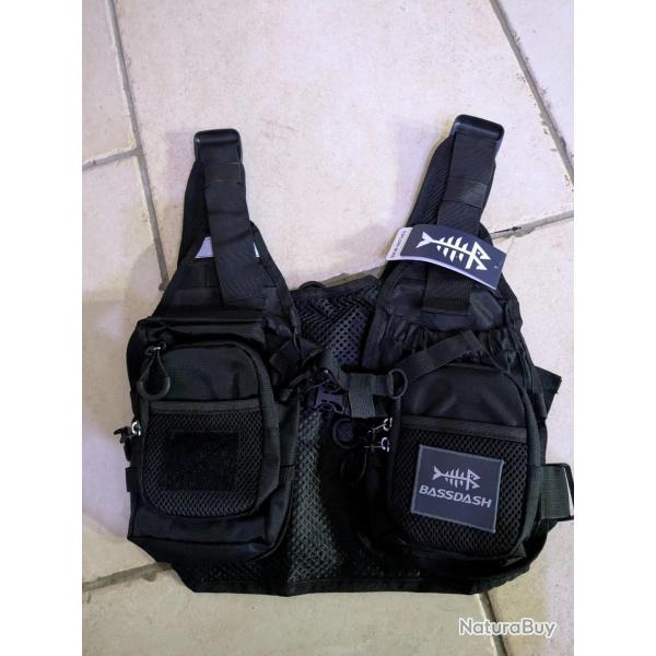 Gilet de pche BASSDASH noir , grosse marque CANADIENNE !