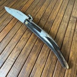 SUPERBE COUTEAU A PLAME  L'ARBALÈTE PLEINE CORNE ANNÉE 50 EXCELLENT ÉTAT