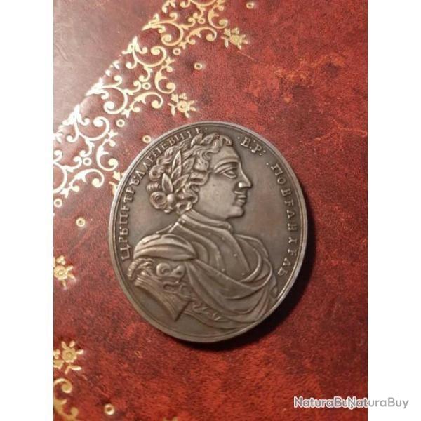 n2  mdaille russe, argent ou mtal argent sans ruban