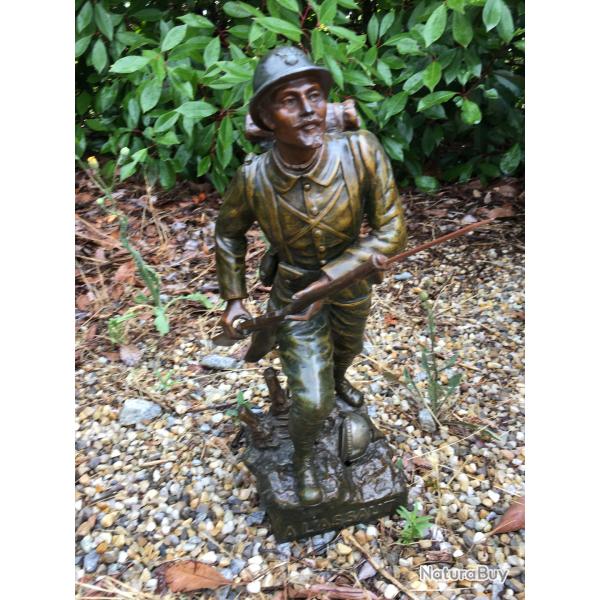 WW1 BEAU BRONZE DE POILU SIGNE ENV 40 CM "H FUGERE"