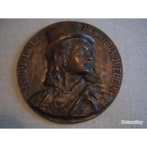 RARE bronze HENRI DE LA ROCHEJAQUELEIN Commandement Arme catholique et royale de Vende x