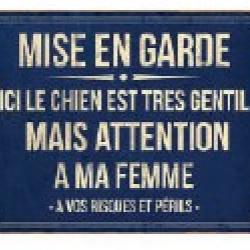 Plaque humouristique mise en garde 15x21cm