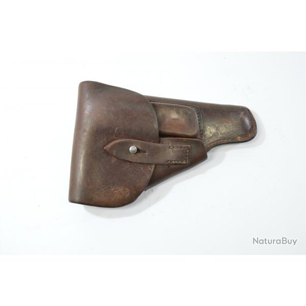 Etui holster en cuir brun pour pistolet de style Allemand, Walther PP ? ou similaire