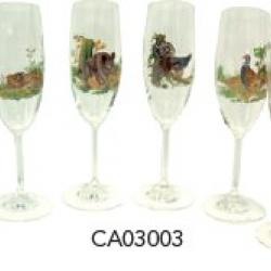 6 Flûtes à champagne COLIBRI motif chasse