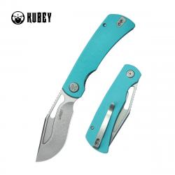 Couteau Kubey Gurkha Blue Lame Kukri Acier 14C28N Manche G-10 Blue KIVT Linerlock KUB397B