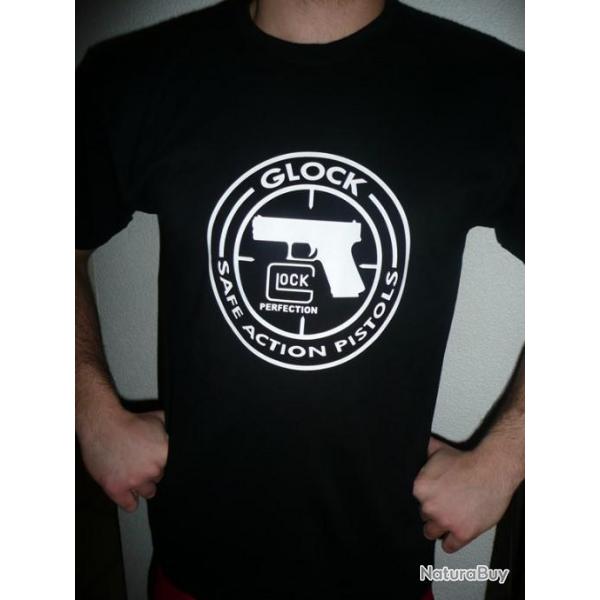 DESTOCKAGE TEE SHIRT noir GLOCK Original ( tailles M  XXL airsoft paintball tir tar stand pistolet
