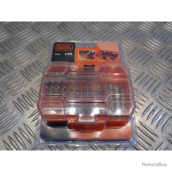black et decker coffret 45 pieces accessoires perage et vissage forets hss et embouts A7234