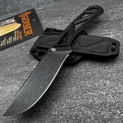 Couteau Bushcraft Chasse Gerber Exo-Mod Lame 7Cr17MoV Manche Caoutchouc Noir Etui Polypropylène