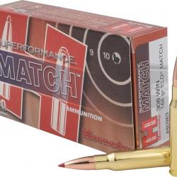 Cartouches HORNADY ELD-MATCH SUPERFORMANCE MATCH - Calibre 308 WIN - 168grs - Boite de 20