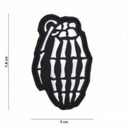 Patch 3D PVC Skull grenade Marron (101 Inc) Blanc