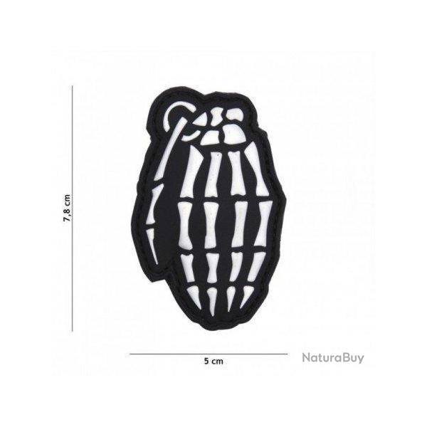 Patch 3D PVC Skull grenade Marron (101 Inc) Blanc