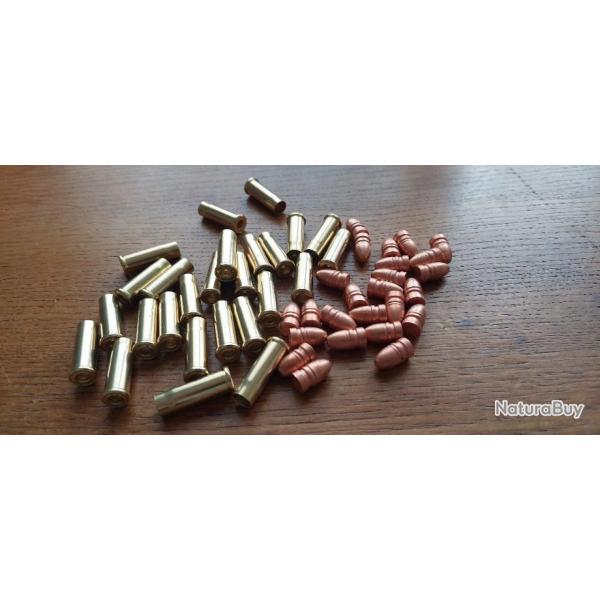 KIT RECHARGEMENT REVOLVER 8mm92 . 25 DOUILLES RECHARGEABLES + 25 OGIVES CUIVREES+25 AMORCES