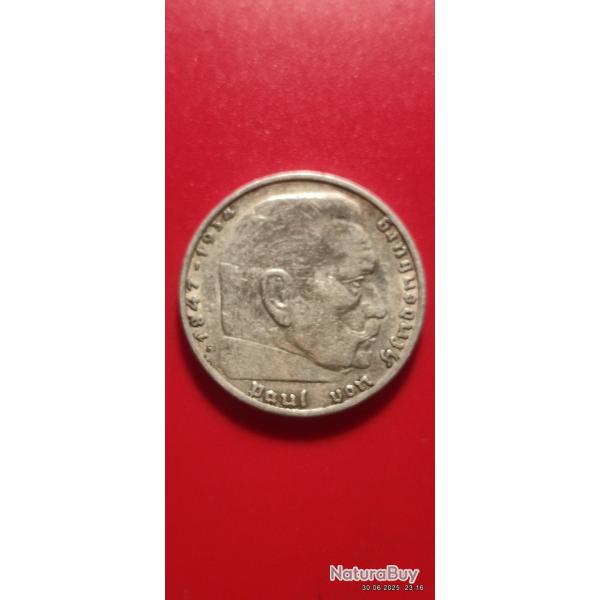 2 reichsmark Paul von Hindenburg1937 F