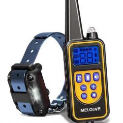 Collier de Dressage pour Chien Vibration Son Choc Statique et Lumière IPX67 Etanche Portée 2300m