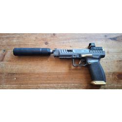 Pistolet Canik TP9 Rival SFX Grey fileté avec silencieux Mecanik T-Sup 1 et point rouge Mecanik MO2