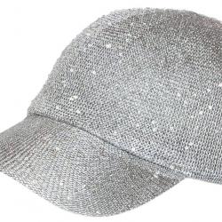 Casquette Femme Pailletée avec Sequins Argent Elegante Erlia Taille unique Gris