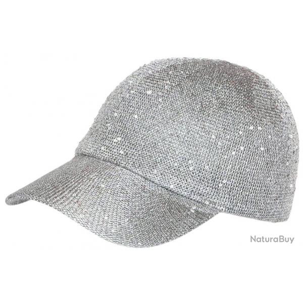 Casquette Femme Paillete avec Sequins Argent Elegante Erlia Taille unique Gris