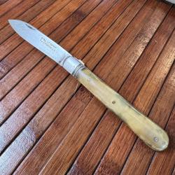 COUTEAU LE SABOT FONTENILLE PLEINE CORNE ARTISANAL FRANÇAIS ANNÉE 50 VINTAGE COLLECTOR