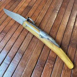 COUTEAU DE COLLECTION TARRY LEVIGNE A PALME MANCHE EN CORNE BLONDE FRANCE THIERS