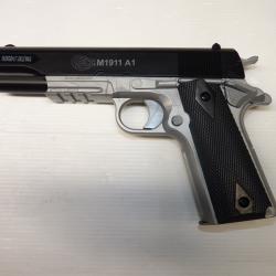 Airsoft Colt 1911 Dual Tone Black Silver Spring 6mm DESTOCKAGE
