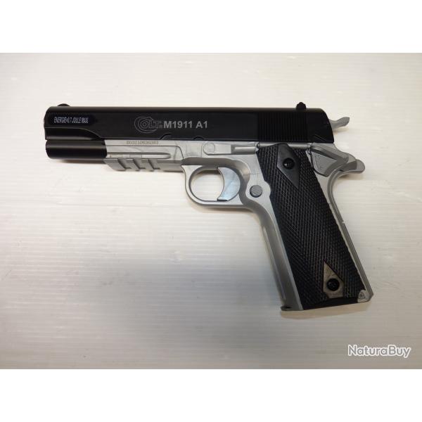Airsoft Colt 1911 Dual Tone Black Silver Spring 6mm DESTOCKAGE