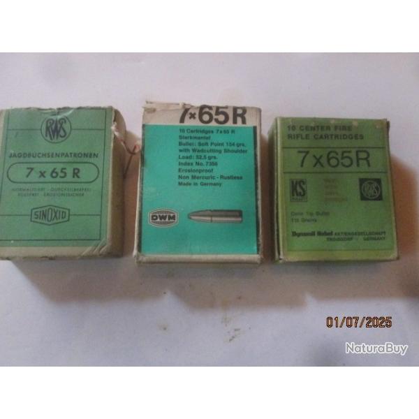 3 boites cartouches 7X65R (29 cartouches)